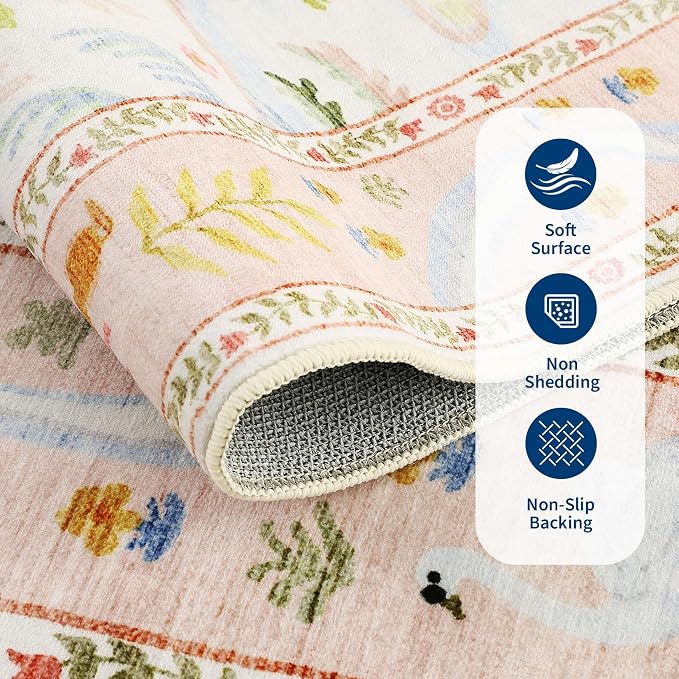 4x6 Whimsical Safari Nursery Area Rug Washable Non Slip Small Living Room Rugs - Image 6