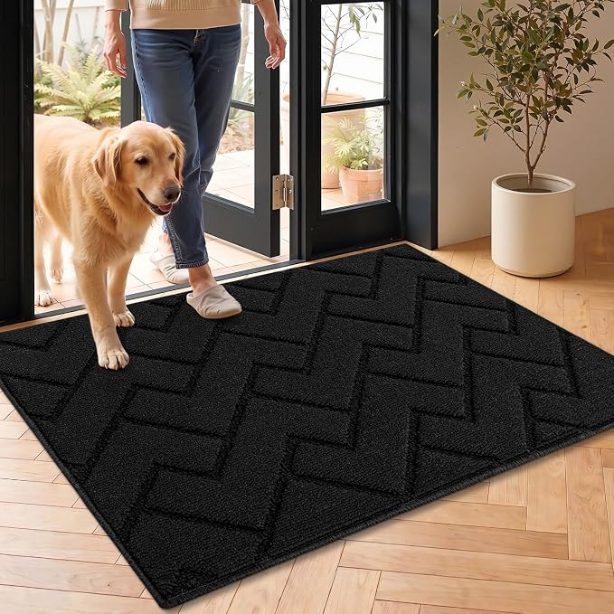 hicorfe Door Mat Indoor Entrance, TPR Backing Dirt Trapper Front Door Mat by Hicorfe