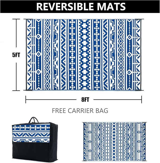 HUGEAR Outdoor Plastic Straw Rug, Waterproof Outdoor Rugs - Image 2