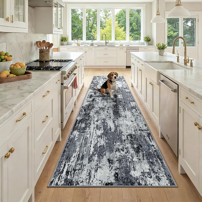 RELEANY Washable Area Rugs 3x9 Non-Slip Modern Abstract Soft by RELEANY