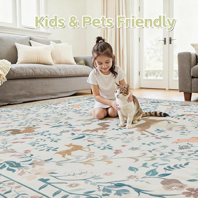 5x7 Area Rugs Washable Rug: Boho Living Room Rug Soft Non-Slip Low Pile Carpet - Image 6