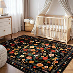 9x12 Area Rugs for Living Room Vacuum-Friendly Machine Washable Area Rug Flower - Image 8