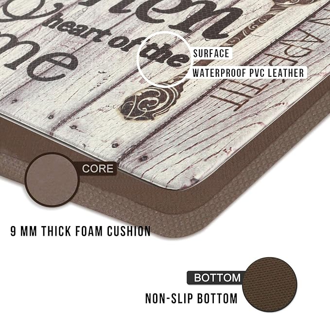 FRESHMINT Farmhouse Kitchen Mats Sets 2 Piece Cushioned Anti-Fatigue Comfort Mat - Image 3