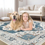 10x12 Washable Area Rug: Vintage Neutral Soft Non Slip Thin Large Floor Carpet - Image 6