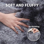 KICHOWUA Thick Area Rug 5x7 Dark Grey Fluffy Shag - Image 3
