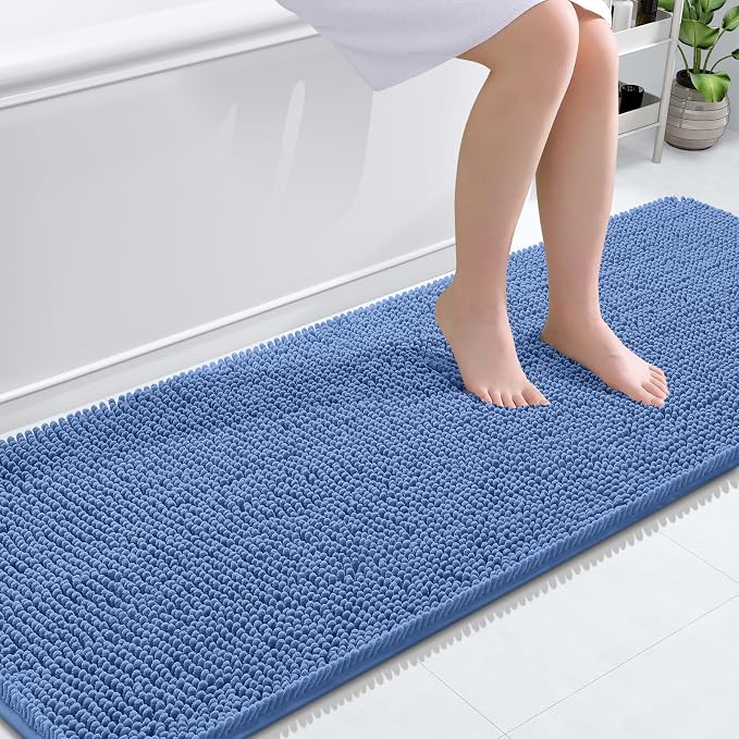 OLANLY Bathroom Runner Rugs 70x24, Soft Absorbent Chenille Bath Rugs, Rubber by OLANLY
