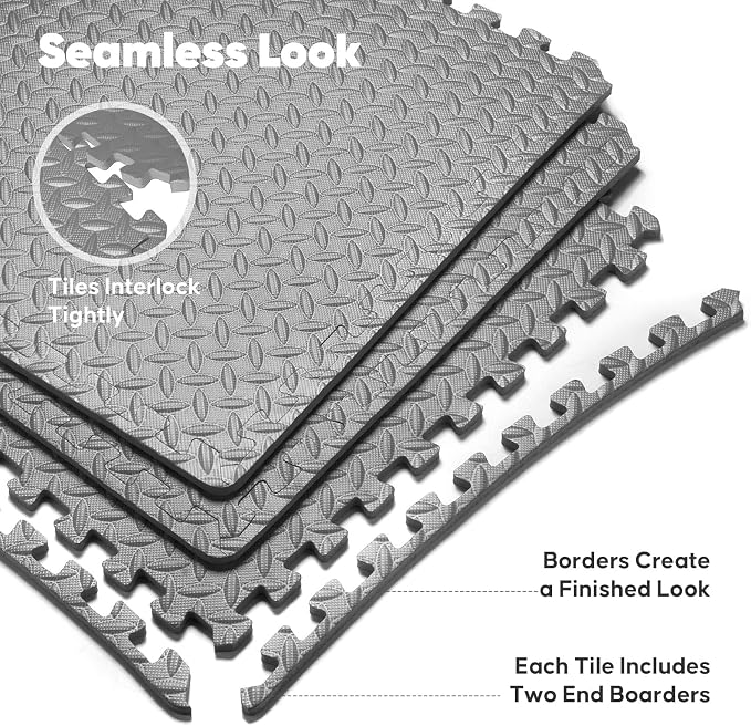 Home Gym Mat, Puzzle Exercise Mat, EVA Interlocking Foam Floor Tiles - Image 5
