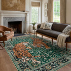 Moynesa Tiger 6x9 Area Rugs for Living Room, Boho Botanical Washable Dining - Image 8