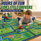 yongjoy Car Rug Road Map Area Rug, Colorful Car-Themed Design, Soft Low-Pile - Image 3