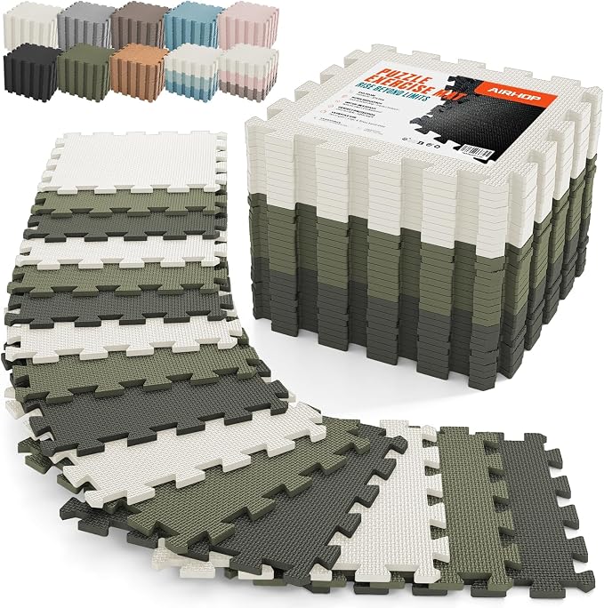 AIRHOP 18 PCS Gym Floor Mat, EVA Foam Puzzle Gym Mat, High-Density Interlocking by Airhop