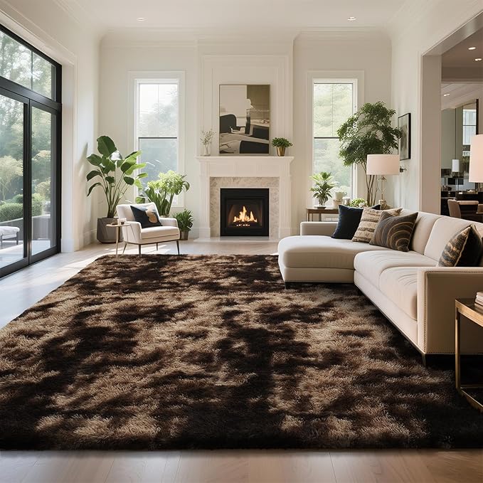 yongyangjuxin Fluffy Rug Shag Area Rug, Mottling Brown 9x12 Area Rugs - Image 2
