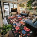 Washable Area Rug 8x10 Espresso, Large Soft Floral Carpet by WelcometoBabovid