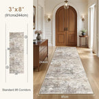 UERMEI 3x8 Washable Runner Rug for Hallway, Non Slip Low Pile Kitchen Carpet - Image 3