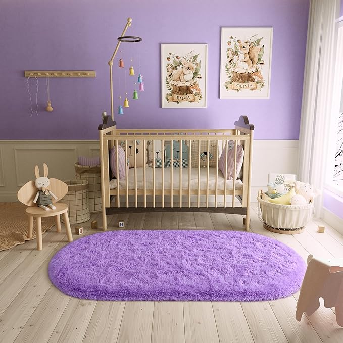 LOCHAS Bedroom Rug 2.6' x 5.3', Soft Oval Throw Rugs Carpet - Image 4