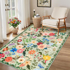 Area Rug Living Room Rugs: Floral 3x5 Washable Rug Vintage Soft Boho Non-Slip - Image 4
