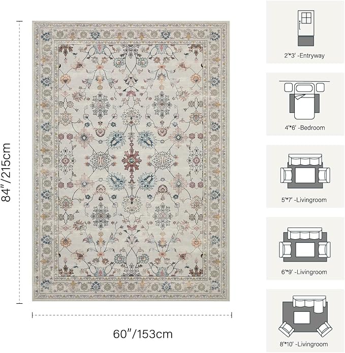 Rugxara 5x7 Area Rugs for Bedroom & Living Room - Image 2