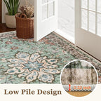 3x5 Area Rugs Living Room Rug: Washable Vintage Distressed Floral Rug No Slip - Image 9
