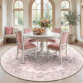 RELEANY Area Rugs Round 7ft Washable Non-Slip, Floral Vintage Distress by RELEANY