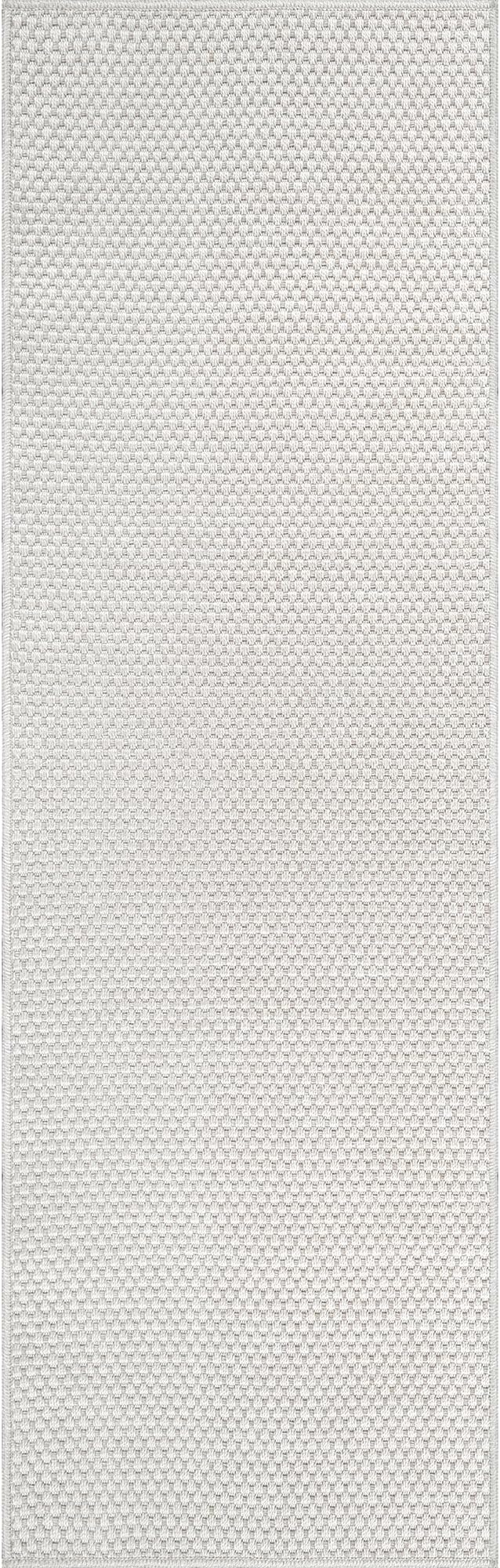 CAMILSON Indoor and Outdoor Runner Rug Off-White Solid Woven Design - Image 2