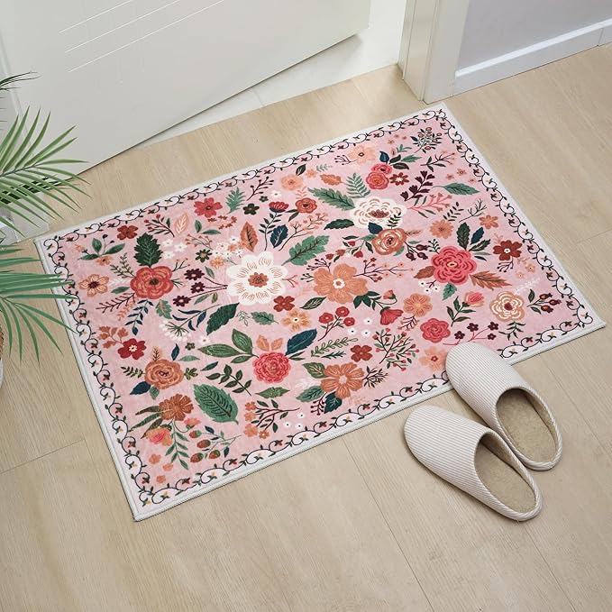 Rugcomf Door Mat Indoor Entrance 2x3 Rug Machine Washable Boho Floral Small - Image 6