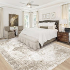 Area Rug 9x12 Washable Rug, Vintage Boho Medallion Rugs Non-Slip Soft Low Pile - Image 2