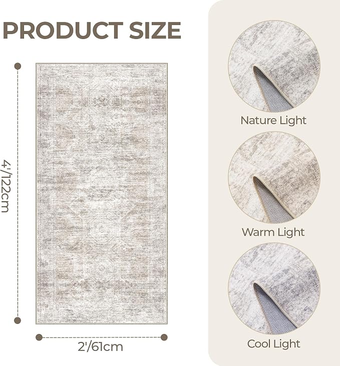 2x4 Washable Rug Runner for Bathroom, Soft Entryway Rug for Laundry Room - Image 2