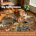 jinchan 5R Cute Round Rug Kids Washable Fun Rug Earthy Brown Starlit Boho - Image 4