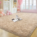 qulint Tan Rug for Living Room, Fluffy Shag 6x9 Area Rug for Bedroom Soft by QULINT