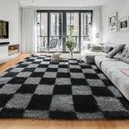 KICMOR 6x9 Area Rugs for Living Room, Large Fluffy Soft Black and Grey by KICMOR