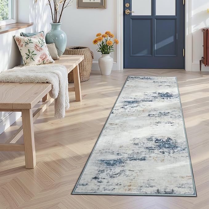 Toneed 2x6 Runner Rug Modern Abstract Hallway Rug Washable Non Slip Rubber Rugs by Toneed