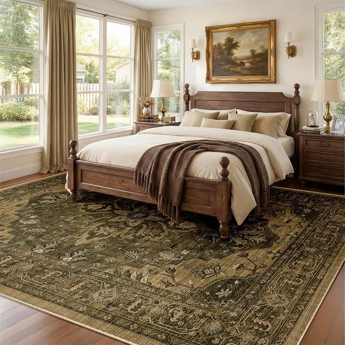 RELEANY Area Rugs Large 9'x12' Washable Non-Slip, Floral Vintage Distress - Image 2