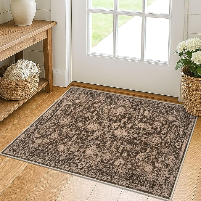 KILOCOCO Small Area Rug 2x3 Entryway Rugs Washable Rug Printed Vintage Floral by Kilococo