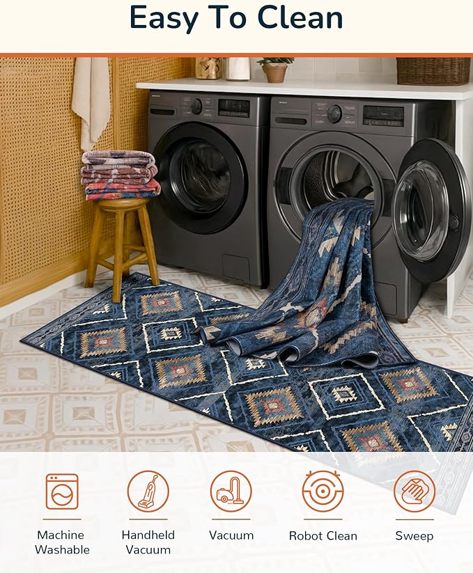 BESTSWEETIE Area Rug 2x8 Rug Machine Washable Non-Slip Low Pile Print Pattern - Image 3