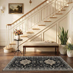 RELEANY Area Rugs Runner 2'6"x5' Washable Non-Slip, Floral Vintage Distress - Image 2