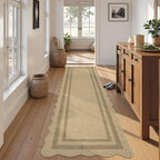 LIVEBOX Scalloped Washable 2x8 Kitchen Runner Rug, Easy Jute Geometric Tan Rugs - Image 3