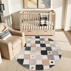 jinchan Macy 4ft Round Rug for Kids Room Black and White Modern Colorful by JINCHAN