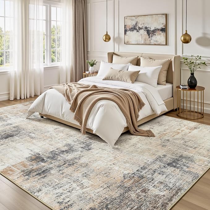 Lofus 5x8 Area Rug for Living Room, Neutral Modern Washable Carpet for Bedroom - Image 2