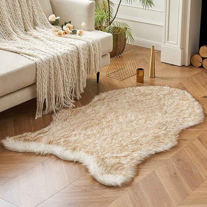 MIULEE 3x5 Feet Faux Fur Sheepskin Rug, Luxury Fluffy Area Rugs by MIULEE