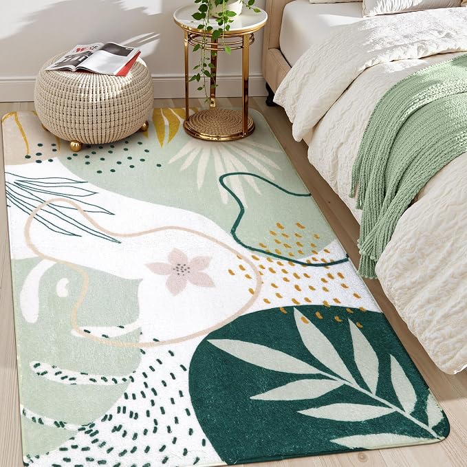 Lahome Sage Green Boho Bedroom Rug 4x6, Washable Non Slip Soft Botanical Area - Image 4