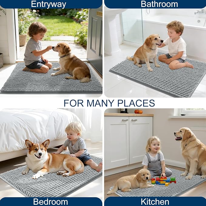 OLANLY Dog Door Mat for Muddy Paws 70x24, Ultra Absorbent Chenille Mud Doormat - Image 8