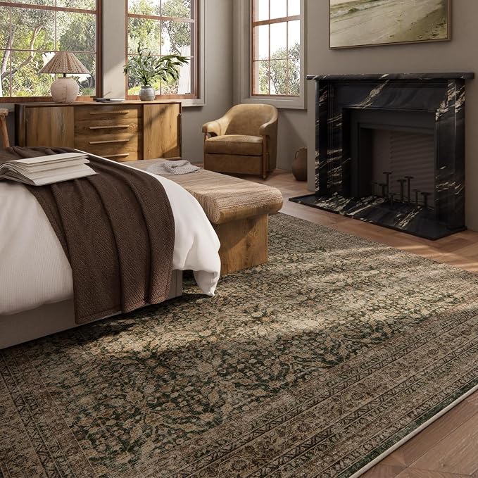 Machine Washable Rugs for Living Room: 9x12 Area Rugs Boho Vintage Rugs Stain - Image 3