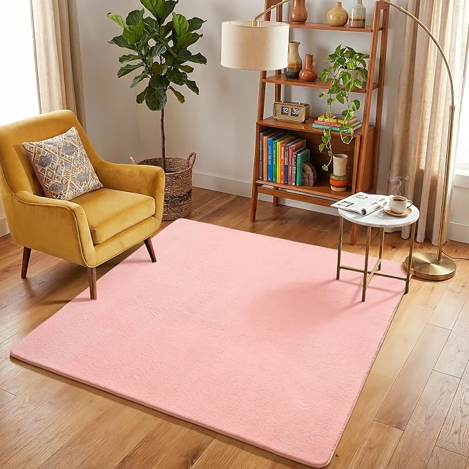 Amearea 4x4 Square Area Rugs for Bedroom Living Room, Modern Pink Thickened - Image 6