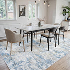 Area Rug 8x10 Living Room Rug Washable: No-Slip Abstract Soft Thin Large Blue - Image 5