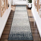 Lahome Moroccan Hallway Runner Rug, Washable Black 2x8 Rug Runner Ultra-Thin by Lahome
