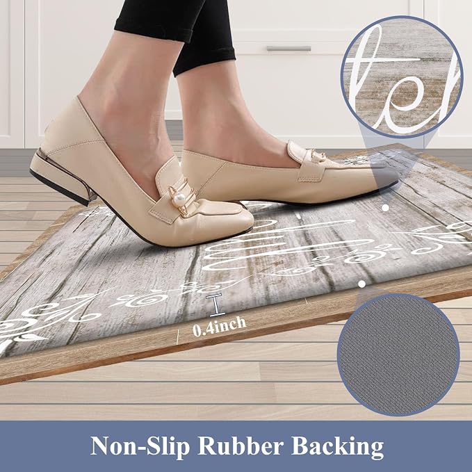 HEBE Anti Fatigue Kitchen Mat Set of 2 Non Slip Cushioned Kitchen Mats - Image 5