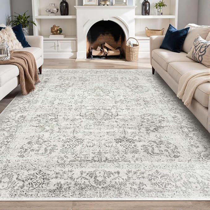 Rugxara 8x10 Washable Area Rug for Living Room, Extra Large Neutral Vintage - Image 3