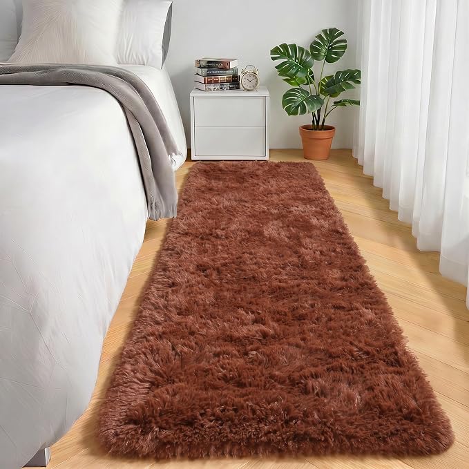 ONASAR Brown Runner Rugs for Bedroom Living Room, Fluffy 2x6 Bedside Hallway - Image 4