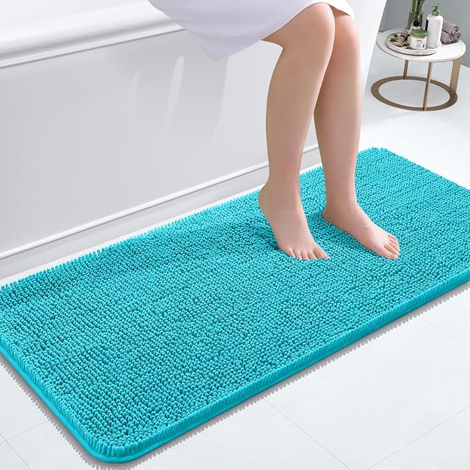 OLANLY Bathroom Runner Rugs 47x20, Soft Absorbent Chenille Bath Rugs, Rubber by OLANLY