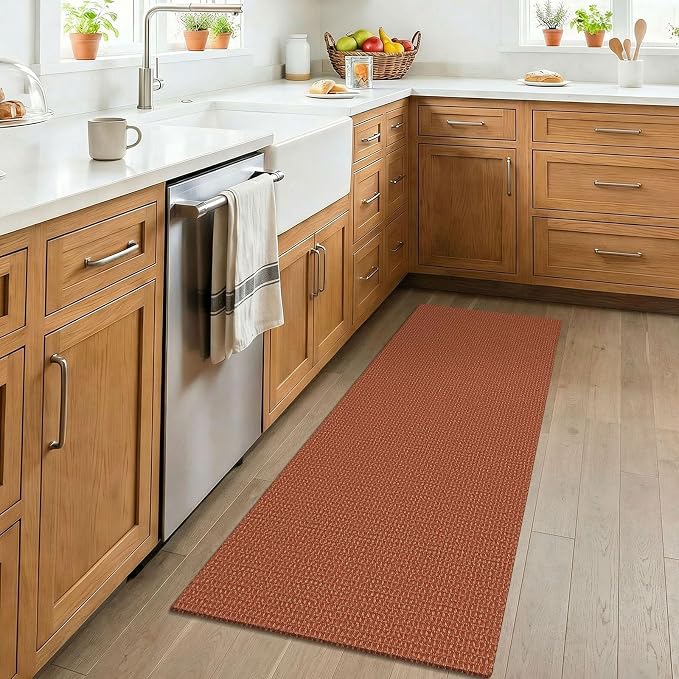 KOZYFLY Orange 2x4 Entry Runner Rug, Small Washable Runners - Image 2