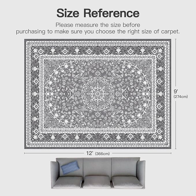 Lofus 9x12 Area Rugs for Living Room, Machine Washable Non-Slip Area Rug - Image 2